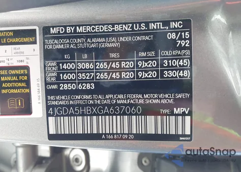 2016 Mercedes-Benz Gle 350 4Matic z USA, uszkodzony, nr VIN 4JGDA5HBXGA637060